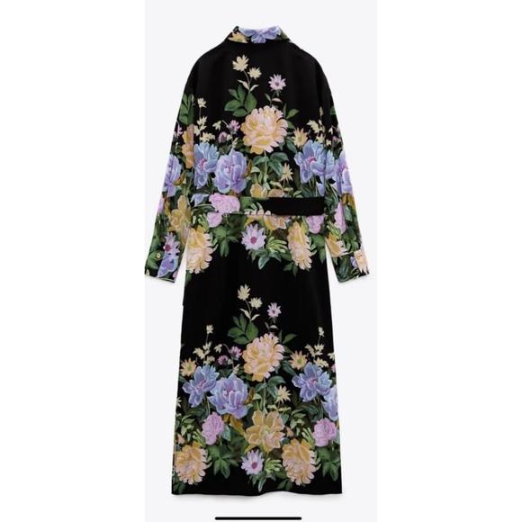 Zara Floral Silk Tie Dress (Sz Medium) - Picture 3 of 5